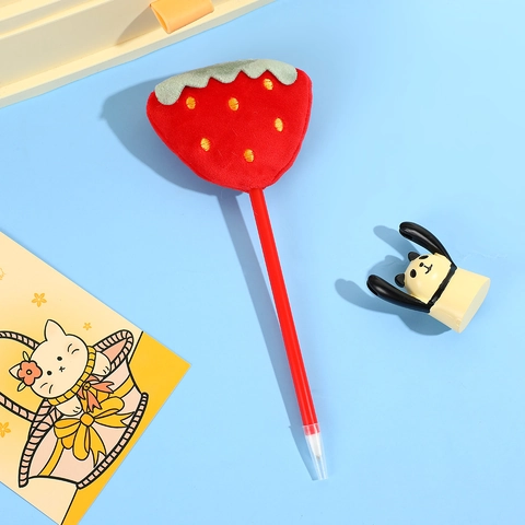Penna Gel Frutta Carina Peluche Fragola Ananas Decorazione Cancelleria Strumento Scrittura Per Studenti Ufficio Scuola Novità