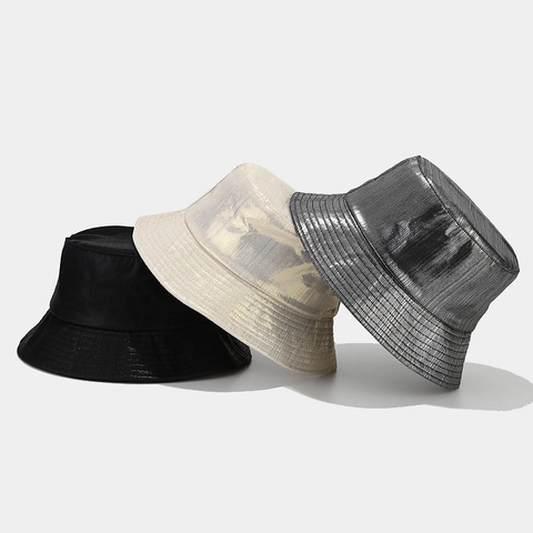 Anglerhut Metallic Holographic Laser Glänzend Plissiert Sonnenschutz Mode Streetwear Disco Party Für Damen Herren Unisex