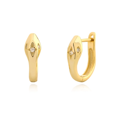 Snake Head Huggie Hoop Earrings 925 Sterling Silver Sparkling Zircon Dainty Minimalist Chic Fashion Jewelry For Women