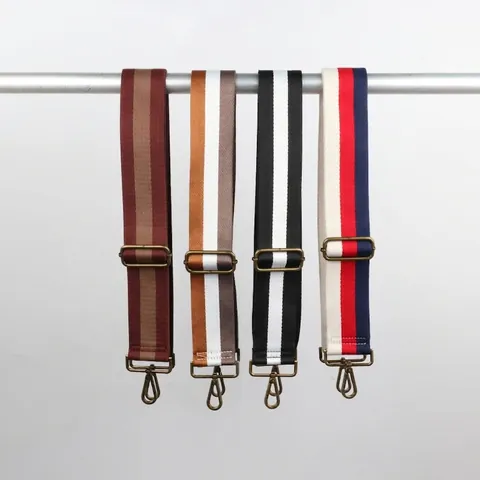 Wide Replacement Shoulder Strap Adjustable Stripe Pattern Ethnic Style Polyester With Antique Bronze Hook For Crossbody Bags