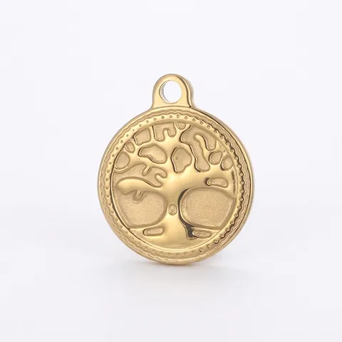 Ciondolo Rotondo Albero Della Vita In Acciaio Inossidabile Charm In Rilievo Per Creazione Di Gioielli DIY