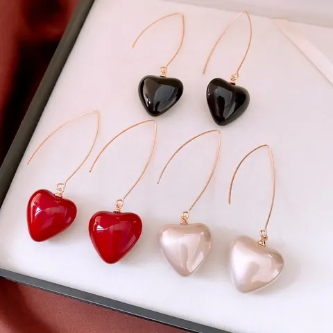 Pendientes Colgantes De Corazón Con Poste De Plata De Ley 925 Y Perla Artificial De Imitación Joyería Elegante Para Mujer
