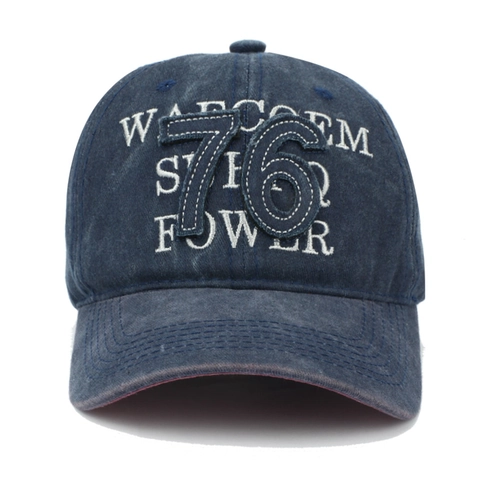 Casquette De Baseball En Coton Lavé Vintage 76 Broderie Applique Style Distressed Chapeau Soleil Réglable Unisexe