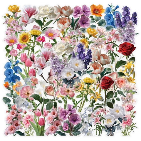 Blumen Aufkleber Transparent PET Wasserdicht Romantische Blumenmuster Für DIY Scrapbooking Laptop Handyhülle Dekoration