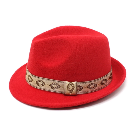 Cappello Fedora Vintage In Feltro Di Lana Con Fascia Geometrica Ricamata Etnica Cappello Jazz Retrò A Tesa Larga Per Donne E Uomini