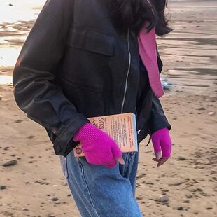 Koreanischer Stil Gestrickte Polyester Halbfinger Handschuhe Einfarbig Warme Mitaines Für Damen Outdoor Winter Zubehör
