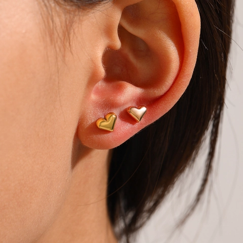Pendientes De Botón Corazón Acero Inoxidable Minimalista Moda Joyería Para Mujeres