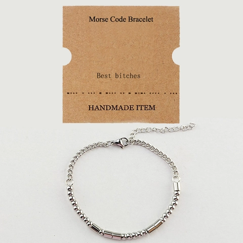 Pulsera De Código Morse Acero Inoxidable Y Cobre Ajustable Cuentas Hecho A Mano Joyería Inspiradora Regalo Mujeres BFF
