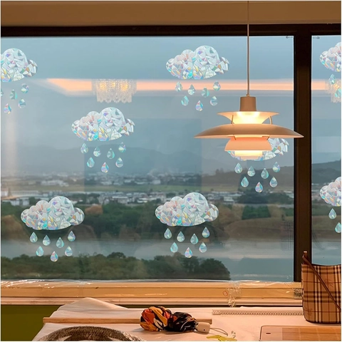 Pegatina Ventana Prisma Arcoíris Estática Vidrio Adhesivo Atrapasol Película PVC Holográfica Decorativa Reflector
