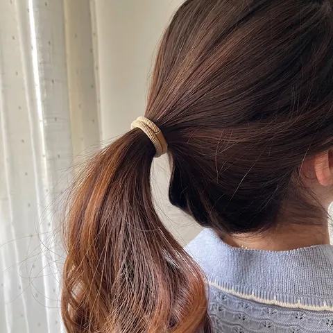 Elastic Hair Ties Ribbed Fabric High Stretch Ponytail Holders Minimalist Earth Tones Hair Accessories For Women Chic