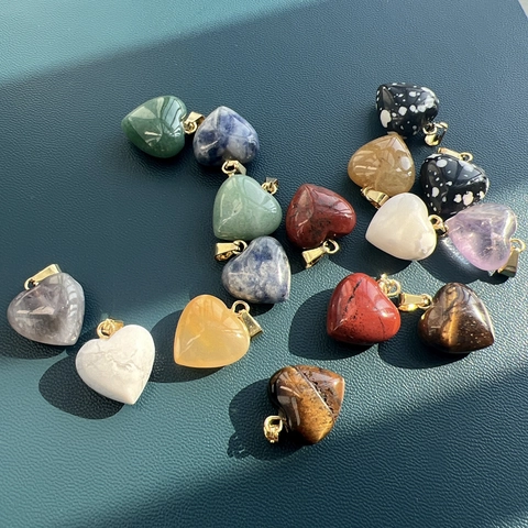 Ciondoli A Forma Di Cuore In Pietra Naturale Con Gancio In Acciaio Inossidabile Per Creazione Gioielli Fai Da Te