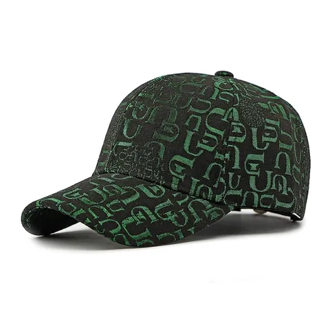 Fashion Jacquard Monogram Baseball Cap Polyester Outdoor Sun Protection Adjustable Curved Brim Hat Men Women