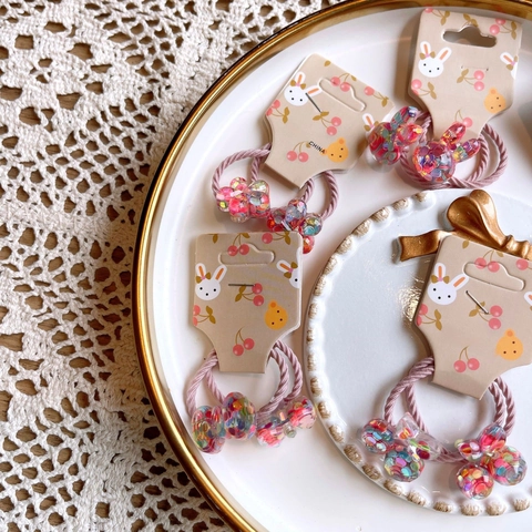 Coleteros Elásticos Para Niños Amuletos De Acrílico Rosa Con Lentejuelas De Colores Dibujos Animados Animal Flor Para Niñas