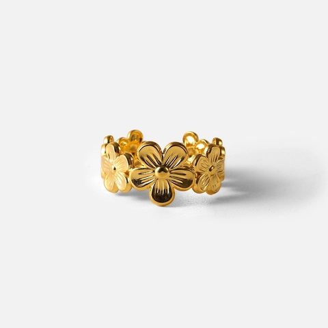 Minimalistische Roestvrijstalen Bloem Open Ring Voor Vrouwen 18K Verguld Verstelbare Geometrische Bloem Vingerring Dagelijkse Sieraden Cadeau