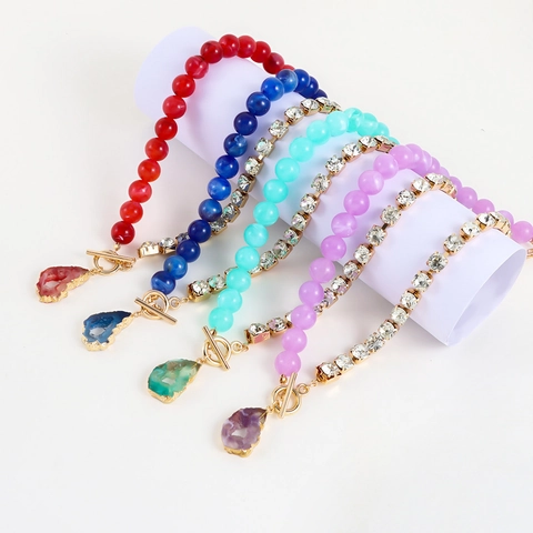 Asymmetrische Ketting Met Strass Ketting Hars Kralen Onregelmatige Stenen Hanger OT Sluiting Gepersonaliseerde Sieraden Voor Vrouwen