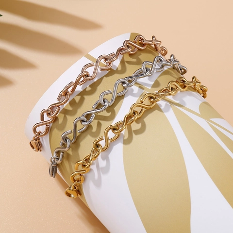 Infinity Symbol Gliederarmband Aus 316L Edelstahl S-Shape Verstellbare Kette Minimalistischer Modeschmuck Für Damen