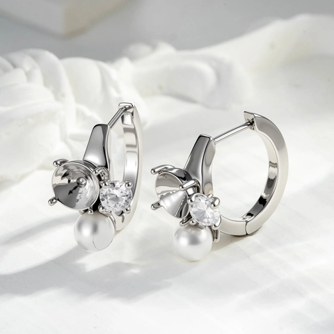 Orecchino A Cerchio Con Perno In Acciaio Al Titanio 316L Perla Artificial Sintetica Zircone Gioielli Eleganti Per Donna