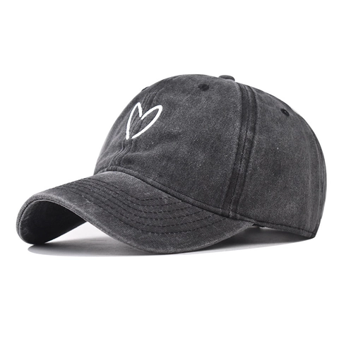 Cappellino Da Baseball In Cotone Lavato Con Ricamo A Cuore Vintage Distressed Cappello Da Tempo Libero Regolabile Donna
