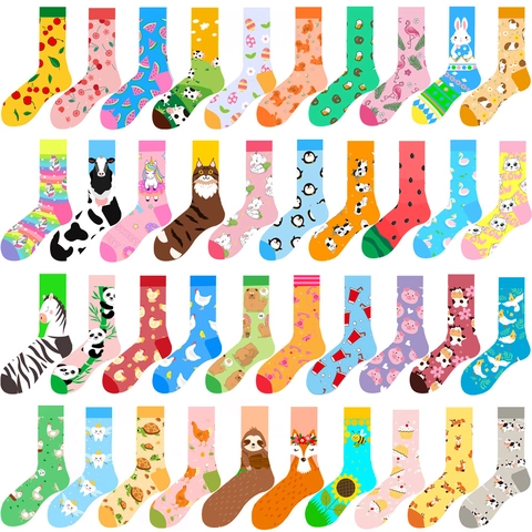 Women's Cartoon Animal Fruit Food Cotton Crew Socks Cute Patterned Mid-Calf Socks Breathable Comfortable Daily Fashion Socks