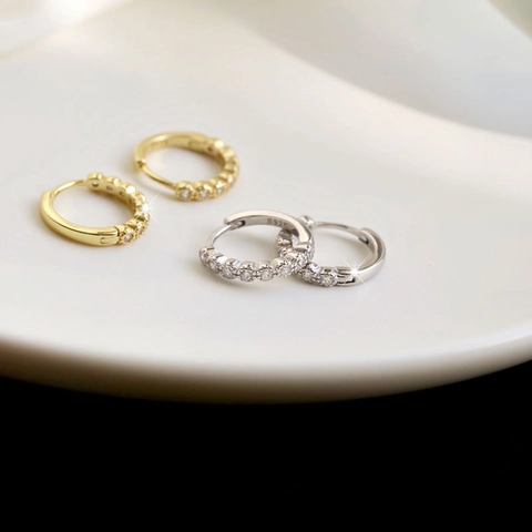 925 Sterling Silver Huggie Hoop Earrings For Women Inlaid Rhinestone Gold Silver Small Hoop Earrings Fashion Niche Jewelry Gift