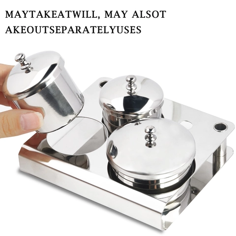 Roestvrijstalen Nagelkunst Vloeistof Poeder Containers Met Deksels En Tray Basis Professionele Manicure Tool Beker Houder