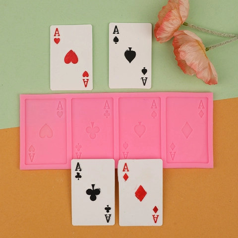 Molde De Silicona Con Patrón De Cartas De Póquer Para Pastel Fondant Chocolate Jabón Hecho A Mano