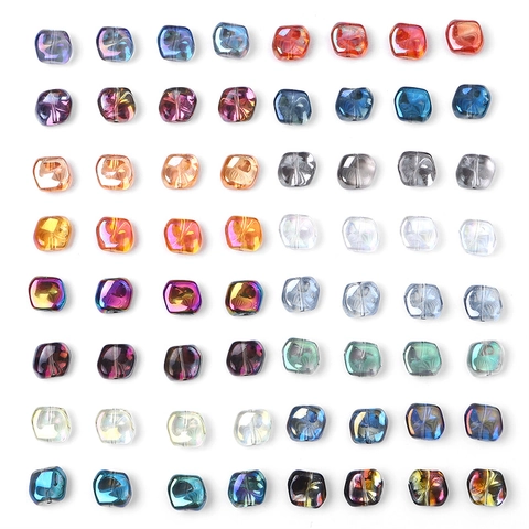 Irregular Square Glass Loose Beads Gradient Aurora Cracked Texture Crystal Spacer Beads For DIY Jewelry Making