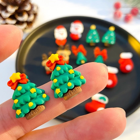 Cartoon Weihnachten Harz Ohrstecker Weihnachtsmann Weihnachtsbaum Elch Glocke Festlicher Schmuck Für Damen Feiertagsgeschenk