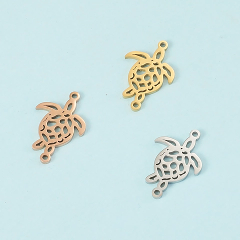 Conector De Colgante De Tortuga Marina Acero Inoxidable 304 Dijes De Animales Huecos Para Fabricación De Joyas DIY