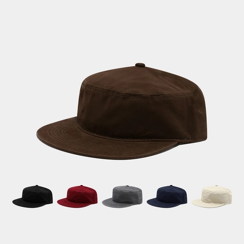 Gorra Cadet De Algodón Con Parte Superior Plana Sombrero Militar Ajustable Color Sólido Estilo Casual Retro Para Hombres Mujeres
