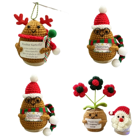 Weihnachten Häkeln Kleine Puppe Ornament Gestricktes Wolle Rentier Weihnachtsmann Schneemann Kartoffel Gewebt Festlich Desktop Dekor Spielzeug