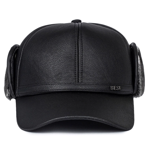 Berretto Da Baseball Invernale Da Uomo In Pelle PU Con Paraorecchie In Pelliccia Sintetica Cappello Caldo Antivento Per Anziani