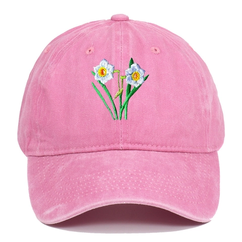 Cappello Da Baseball Con Ricamo Floreale Cotone Lavato Vintage Distressed Dad Hat Regolabile Traspirante Sport All'Aperto Cappello Da Sole