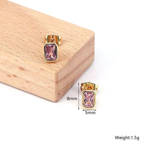 Orecchini Geometrici In Zircone Quadrato Placcati Oro 18K Rame Rettangolo Taglio Smeraldo Gioielli Moda Ins Per Donna