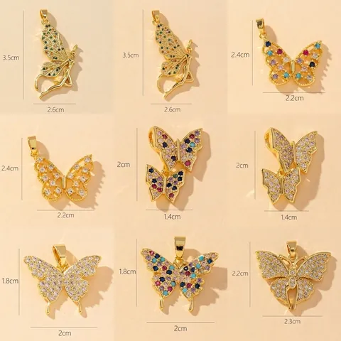 Pendente Farfalla Fata Rame Zircone Colorato Forma Animale Accessori Per Gioielli Da Donna Moda