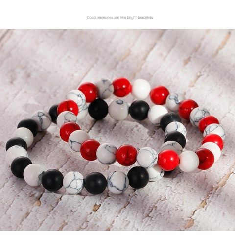 Bracciale Elastico Con Perline Agata Nera Opaca Turchese Bianco Rosso Pietra Naturale Gioielli Minimalisti Per Coppie Unisex