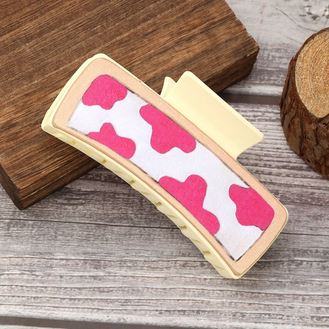 Vintage Western Stijl Kunstleer Haarklauw Grote Haarklem Met Koe Paardenhoofd Patroon Retro Haaraccessoires Voor Vrouwen