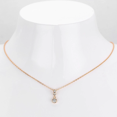 Collar De Plata De Ley 925 Para Mujer Colgante De Tres Circones Redondos Verticales Joyería Geométrica Elegante