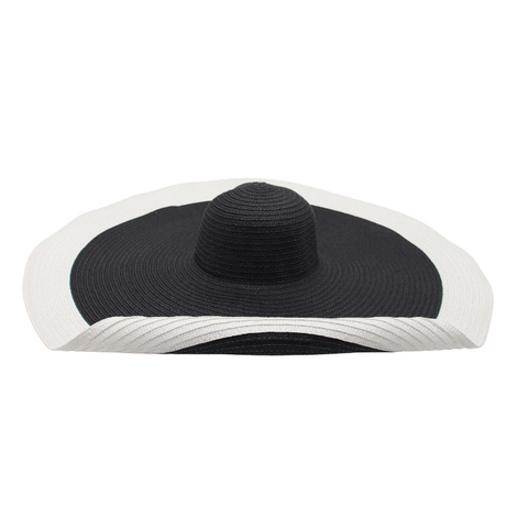 Cappello Di Paglia A Tesa Larga Donna Intrecciato Protezione Solare Berretto Da Spiaggia Estivo Colore A Contrasto