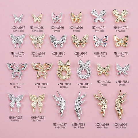 Butterfly Nail Art Charms Alloy Rhinestone Metal 3D Hollowed Manicure Decoration DIY Design Accessories