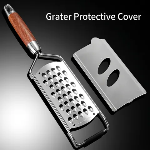 Manual Stainless Steel Grater Multi-functional Vegetable Shredder With Rosewood Handle And Protective Cover Kitchen Tool