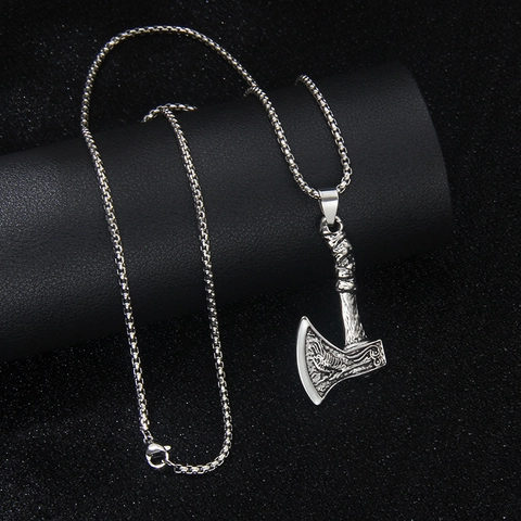Wikinger Axt Anhänger Halskette Mit Legierungsanhänger Und Edelstahlkette Nordischer Retro Gothic Schmuck Für Herren