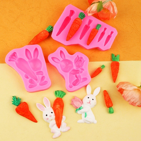 Paashaas Wortel Siliconen Vorm Fondant Taart Decoratie Chocolade Klei Handwerk DIY Tool