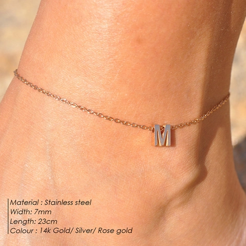 Cavigliera In Acciaio Inossidabile Minimalista Con Lettera Iniziale Per Donna Ciondolo A Cuore Alfabeto Personalizzato Cavigliera Regolabile Da Spiaggia Estiva Gioielli
