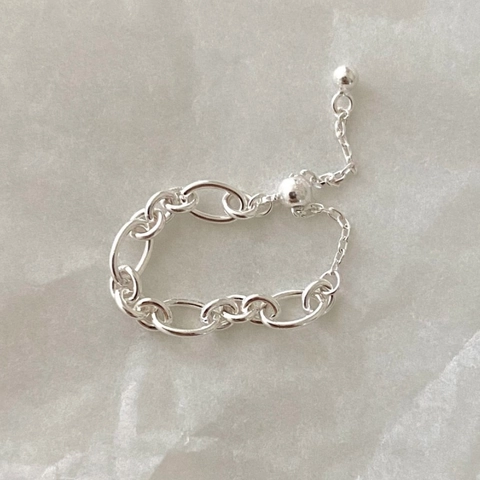 925 Sterling Silber Verstellbarer Kettenring Minimalistischer Koreanischer Stil Gliederband Mit Kugelanhänger Schmuck