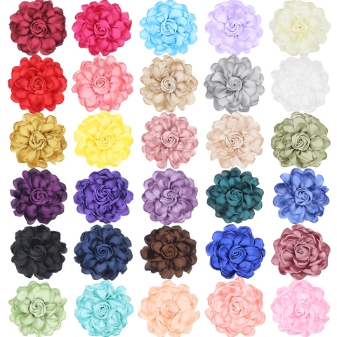Handmade Satin Fabric Rose Camellia Flowers Multi Layered Three Dimensional DIY Craft Accessories For Hair Clips Corsages