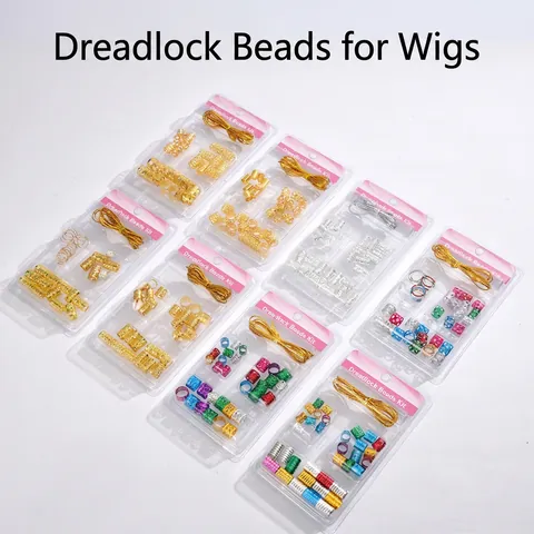 Dreadlock Beads Alloy Metal Hair Braid Rings Hollow Decorative Cuffs With Metallic Thread For DIY Styling Braids Jewelry