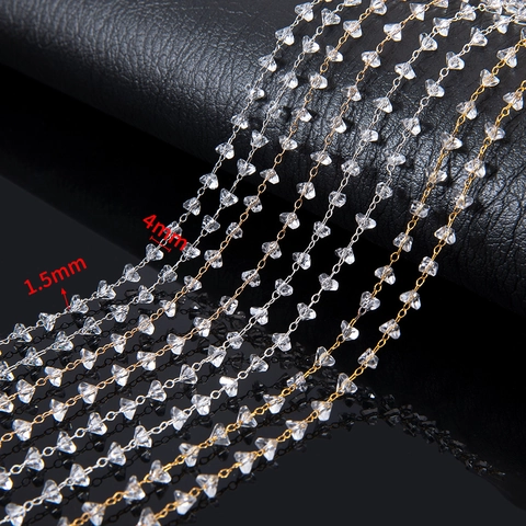 Catena In Rame Con Cristalli Trasparenti Sfaccettati Triangolari Per Creazione Di Gioielli DIY Collane Bracciali Accessorio