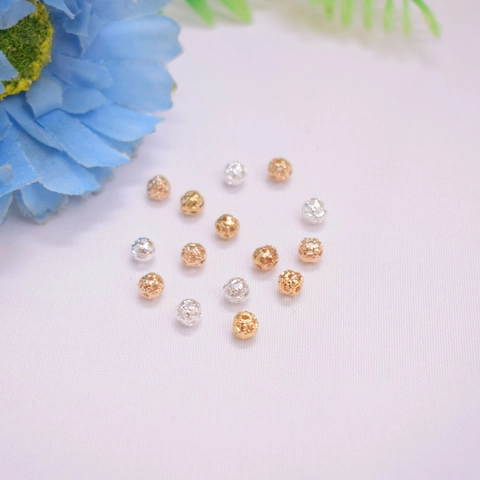 Cuentas Espaciadoras Redondas Huecas De Cobre Chapado En Oro Diseño De Filigrana Para Hacer Joyas DIY Accesorios
