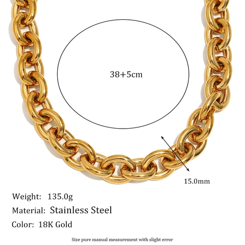 Trendy Edelstahl 18K Vergoldet Grobe Kette Halskette Für Damen Bold Runde Linie Armband Mode Schmuck Geschenk